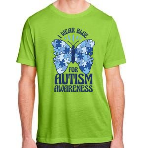 I Wear Blue For Autism Awareness Butterfly Adult ChromaSoft Performance T-Shirt