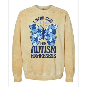 I Wear Blue For Autism Awareness Butterfly Colorblast Crewneck Sweatshirt