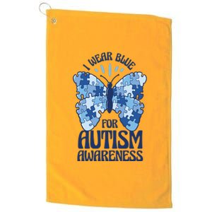 I Wear Blue For Autism Awareness Butterfly Platinum Collection Golf Towel