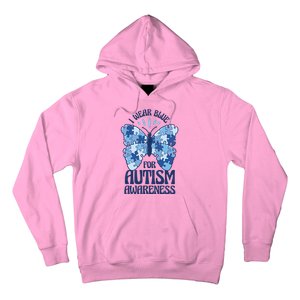 I Wear Blue For Autism Awareness Butterfly Hoodie