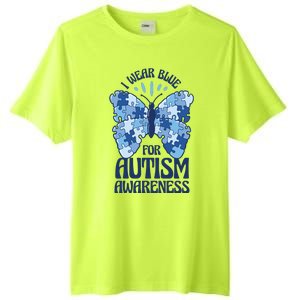 I Wear Blue For Autism Awareness Butterfly Tall Fusion ChromaSoft Performance T-Shirt