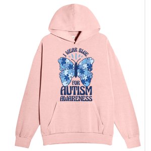 I Wear Blue For Autism Awareness Butterfly Urban Pullover Hoodie