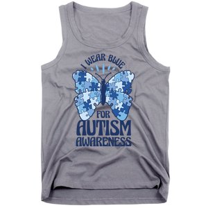 I Wear Blue For Autism Awareness Butterfly Tank Top