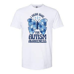 I Wear Blue For Autism Awareness Butterfly Softstyle CVC T-Shirt