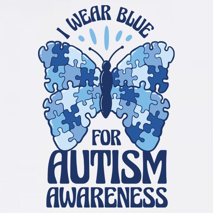 I Wear Blue For Autism Awareness Butterfly Beanie