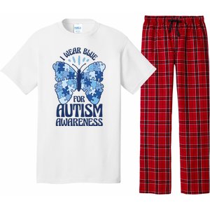 I Wear Blue For Autism Awareness Butterfly Pajama Set