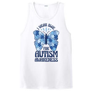 I Wear Blue For Autism Awareness Butterfly PosiCharge Competitor Tank