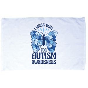 I Wear Blue For Autism Awareness Butterfly Microfiber Hand Towel