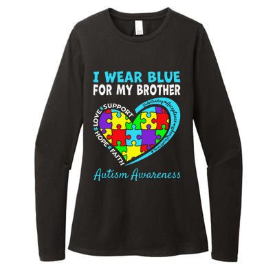 I Wear Blue For My Brother Autism Awareness Day Mom Dad Womens CVC Long Sleeve Shirt