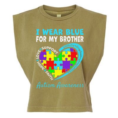 I Wear Blue For My Brother Autism Awareness Day Mom Dad Garment-Dyed Women's Muscle Tee