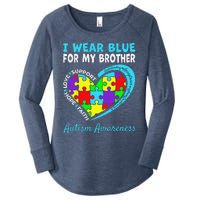 I Wear Blue For My Brother Autism Awareness Day Mom Dad Women's Perfect Tri Tunic Long Sleeve Shirt