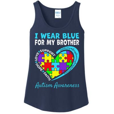 I Wear Blue For My Brother Autism Awareness Day Mom Dad Ladies Essential Tank