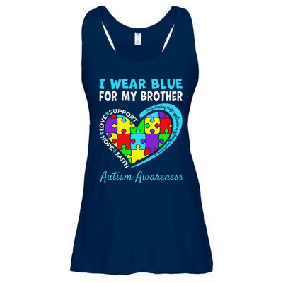 I Wear Blue For My Brother Autism Awareness Day Mom Dad Ladies Essential Flowy Tank