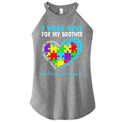 I Wear Blue For My Brother Autism Awareness Day Mom Dad Women's Perfect Tri Rocker Tank