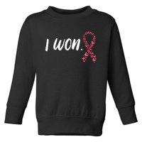 I Won Breast Cancer Awareness Support Pink Ribbon Survivor Toddler Sweatshirt