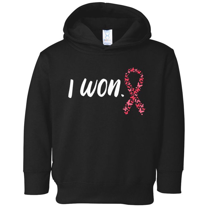 I Won Breast Cancer Awareness Support Pink Ribbon Survivor Toddler Hoodie