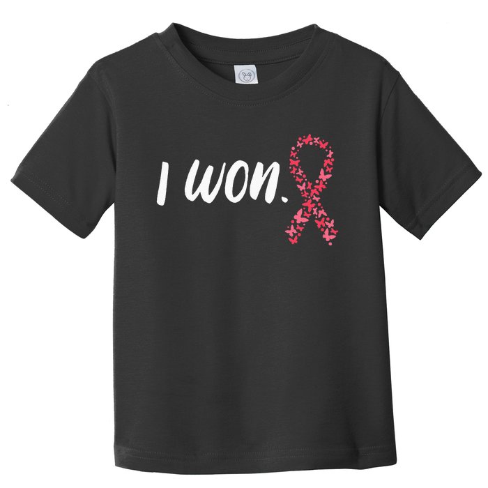 I Won Breast Cancer Awareness Support Pink Ribbon Survivor Toddler T-Shirt