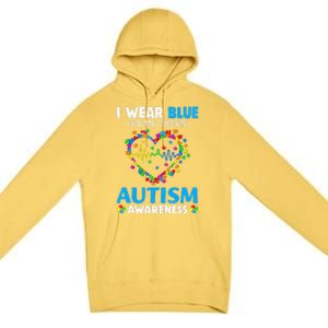 I Wear Blue For My Cousin Autism Awareness Day Mom Dad Premium Pullover Hoodie