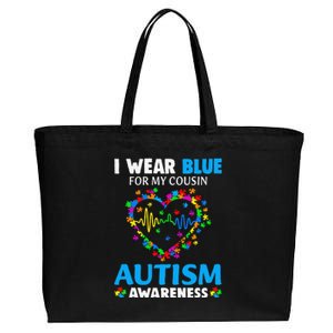 I Wear Blue For My Cousin Autism Awareness Day Mom Dad Cotton Canvas Jumbo Tote