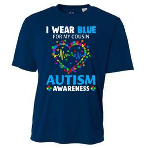 I Wear Blue For My Cousin Autism Awareness Day Mom Dad Cooling Performance Crew T-Shirt