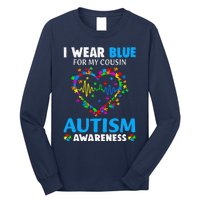 I Wear Blue For My Cousin Autism Awareness Day Mom Dad Long Sleeve Shirt