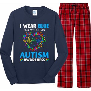 I Wear Blue For My Cousin Autism Awareness Day Mom Dad Long Sleeve Pajama Set