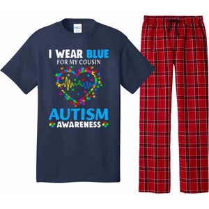 I Wear Blue For My Cousin Autism Awareness Day Mom Dad Pajama Set