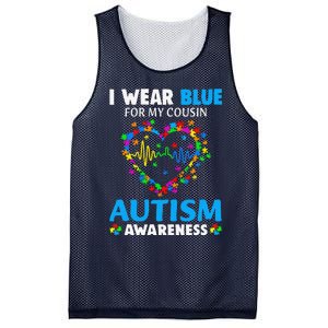 I Wear Blue For My Cousin Autism Awareness Day Mom Dad Mesh Reversible Basketball Jersey Tank