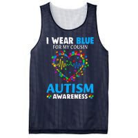 I Wear Blue For My Cousin Autism Awareness Day Mom Dad Mesh Reversible Basketball Jersey Tank