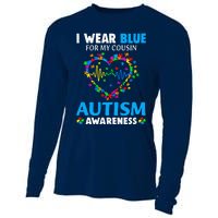 I Wear Blue For My Cousin Autism Awareness Day Mom Dad Cooling Performance Long Sleeve Crew