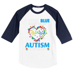 I Wear Blue For My Cousin Autism Awareness Day Mom Dad Baseball Sleeve Shirt