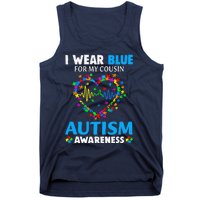 I Wear Blue For My Cousin Autism Awareness Day Mom Dad Tank Top