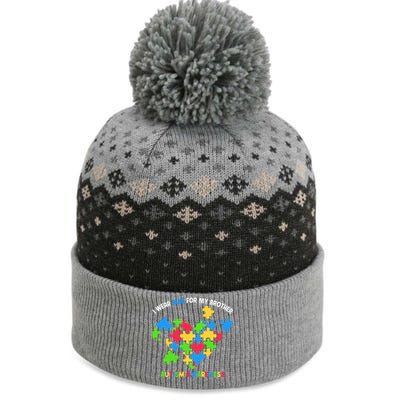 I Wear Blue For My Brother Family Matching Autism Awareness The Baniff Cuffed Pom Beanie