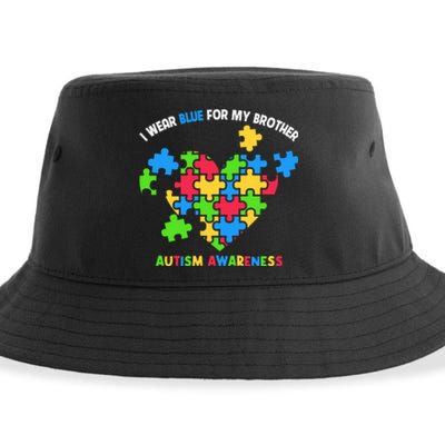 I Wear Blue For My Brother Family Matching Autism Awareness Sustainable Bucket Hat