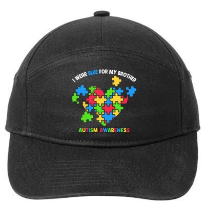 I Wear Blue For My Brother Family Matching Autism Awareness 7-Panel Snapback Hat