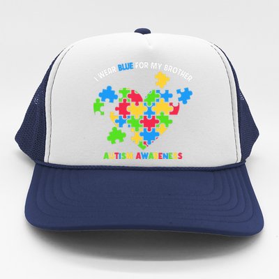 I Wear Blue For My Brother Family Matching Autism Awareness Trucker Hat