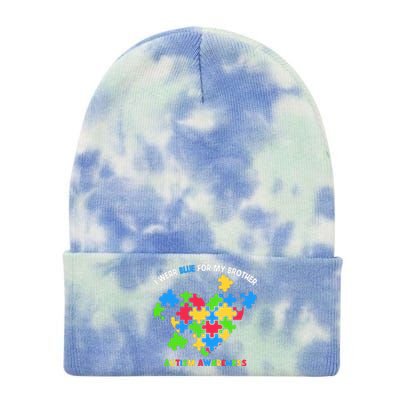 I Wear Blue For My Brother Family Matching Autism Awareness Tie Dye 12in Knit Beanie