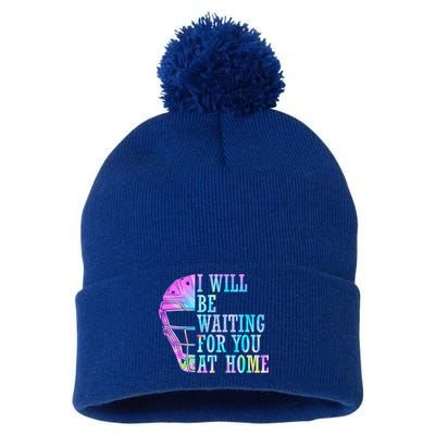 I Will Be Waiting For You At Home Softball Catcher Cute Gift Pom Pom 12in Knit Beanie