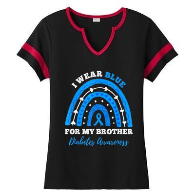 I Wear Blue For My Brother T1D Diabetes Awareness Month Ladies Halftime Notch Neck Tee