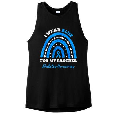 I Wear Blue For My Brother T1D Diabetes Awareness Month Ladies PosiCharge Tri-Blend Wicking Tank