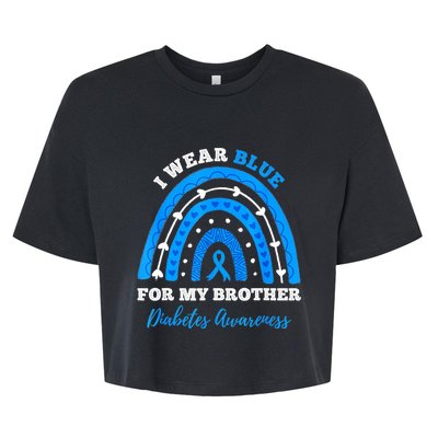 I Wear Blue For My Brother T1D Diabetes Awareness Month Bella+Canvas Jersey Crop Tee