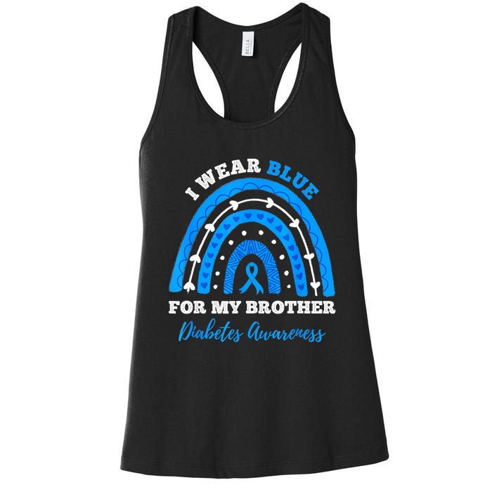 I Wear Blue For My Brother T1D Diabetes Awareness Month Women's Racerback Tank