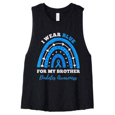 I Wear Blue For My Brother T1D Diabetes Awareness Month Women's Racerback Cropped Tank