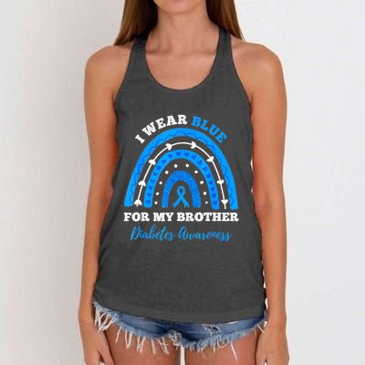 I Wear Blue For My Brother T1D Diabetes Awareness Month Women's Knotted Racerback Tank