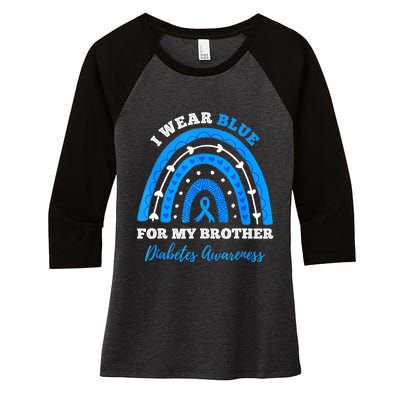 I Wear Blue For My Brother T1D Diabetes Awareness Month Women's Tri-Blend 3/4-Sleeve Raglan Shirt