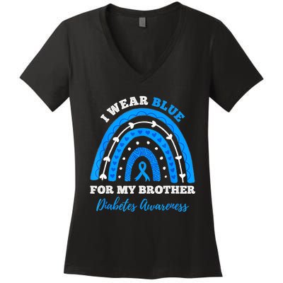 I Wear Blue For My Brother T1D Diabetes Awareness Month Women's V-Neck T-Shirt