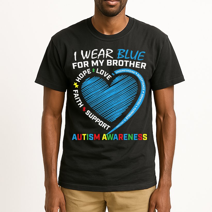 I Wear Blue For My Brother Autism Awareness Tall T-Shirt