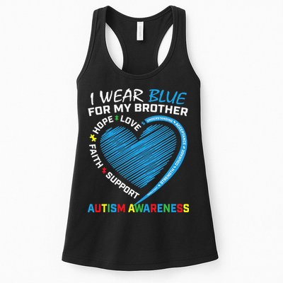 I Wear Blue For My Brother Autism Awareness Womens Tank Top