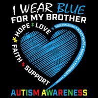 I Wear Blue For My Brother Autism Awareness Women's Crop Top Tee