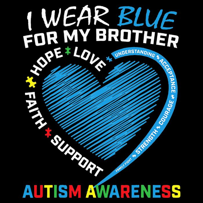 I Wear Blue For My Brother Autism Awareness Women's Crop Top Tee